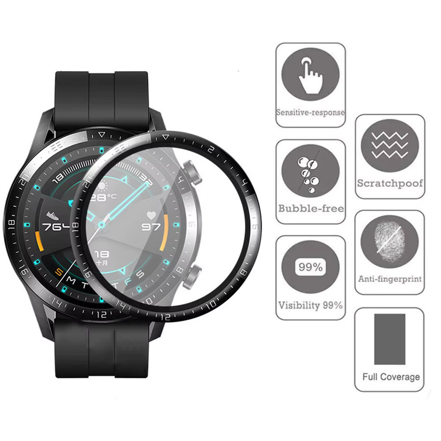 3 Stück 3D-Schutzfolie für Huawei Watch GT2 46 42 mm, HD Clear, Smartwatch-Zubehör - Bild 2