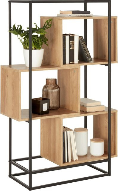 Mömax Regal in Schwarz und Beige mit Holzoptik, B/T/H: 80 x 30 x 126 cm - Bild 1
