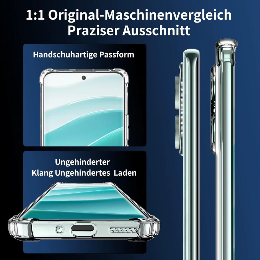 Flexible stoßfeste Airbag-TPU-Schutzhülle für Xiaomi Redmi Note 14 Pro 5G und Redmi Note 14 Pro+ in Transparent - Bild 2