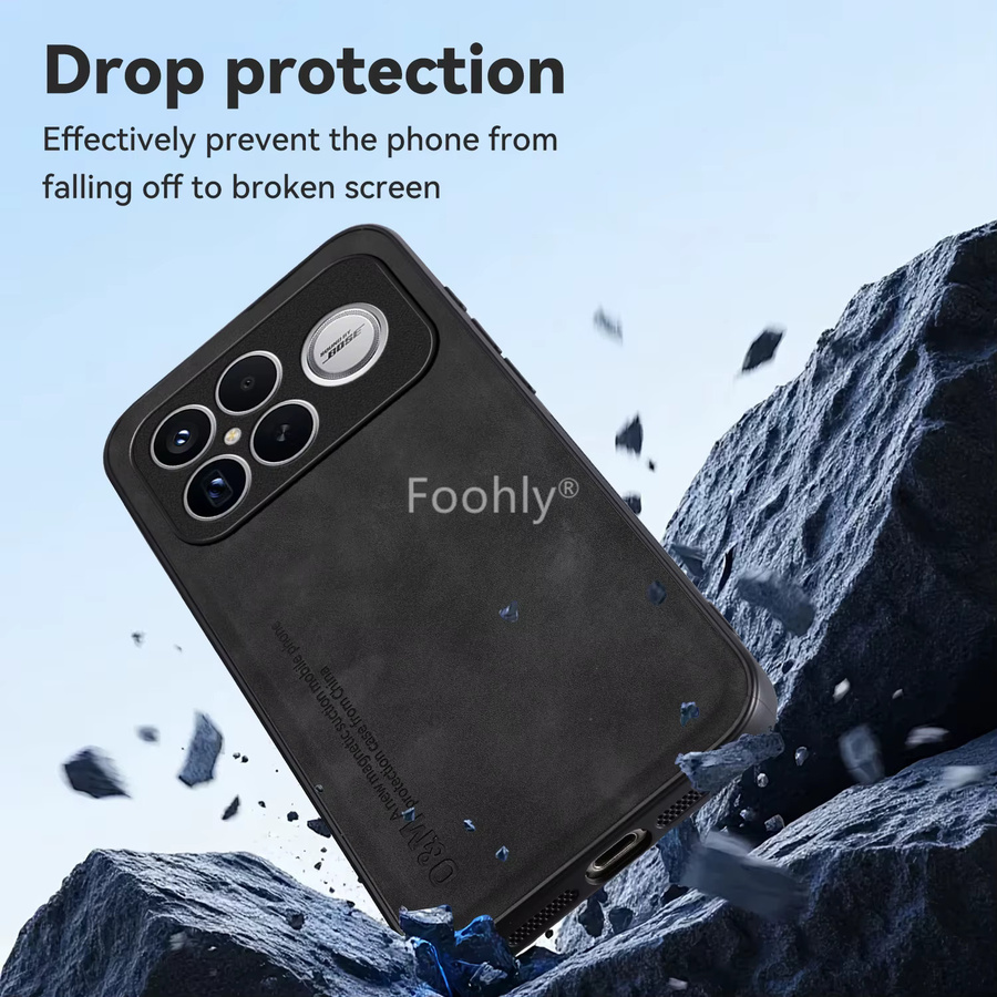 Stoßfeste magnetische Nubukleder Schutzhülle für Xiaomi Poco F8 Ultra und Poco F8 Pro in Grau - Bild 3