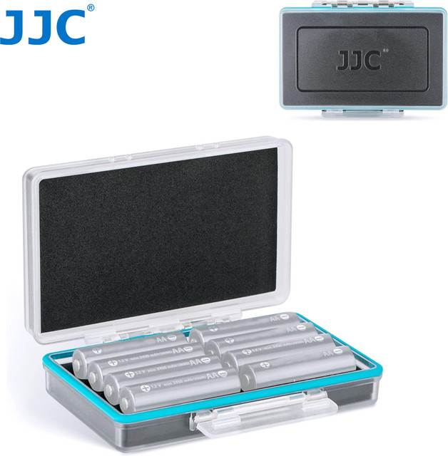 JJC Batteriegehäuse für 6 x 18650 Batterien, stoßfestes und wasserbeständiges PC-Gehäuse in Transparent/Weiß - Bild 1