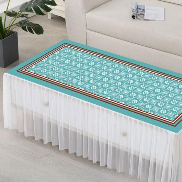 Super Six Tischdecke mit floralem Design in Türkis, wasserabweisend und waschbar, B/T/H: 100 x 50 x 40 cm - Bild 1