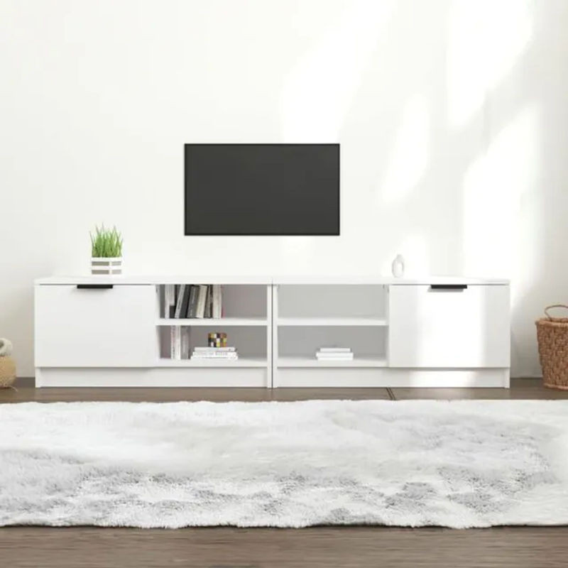 Vidaxl TV-Schrank Set 2 Stück Weiß Modern Minimalistisch Holzwerkstoff B/T/H: 80 x 35 x 36,5 cm - Bild 1