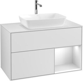 V&B Waschtischunterschrank Finion 100 mit Wandbeleuchtung in Weiß lackiert, B/T/H: 100 x 50,1 x 50,1 cm - Bild 1