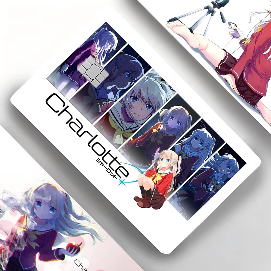 4er-Set Anime Charlotte Charakter Tomori Nao Aufkleber aus PVC für Kreditkarten, abnehmbare selbstklebende Schutzfolie in Multicolour - Bild 2