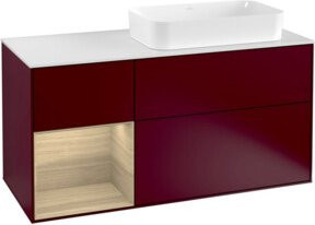 V&B Waschtischunterschrank Finion in Weiß mit offenem Regal links, Breite: 120 cm, Tiefe: 50,1 cm, Höhe: 50,1 cm - Bild 1