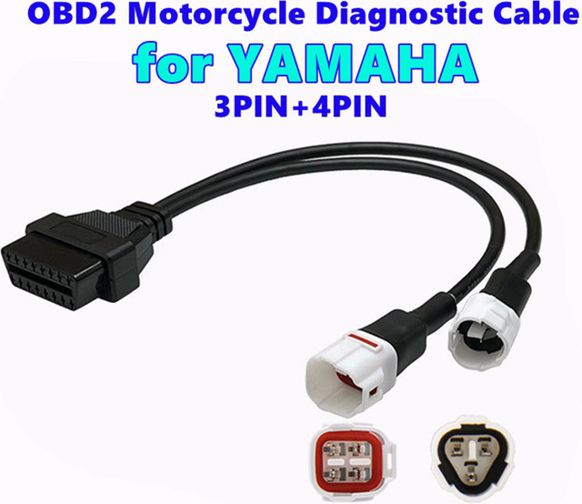 OBD2 Diagnosekabel für Yamaha mit 3-Pin und 4-Pin Anschluss, Schwarz - Bild 1