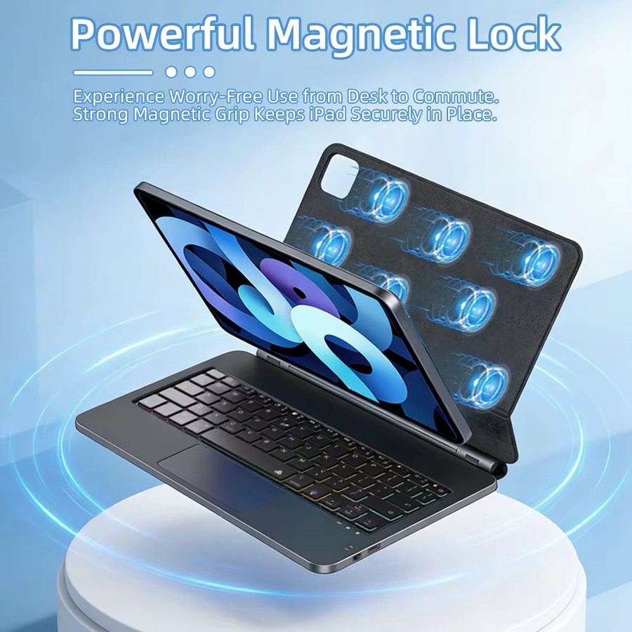 CASEPOKE Bluetooth Magic Keyboard mit Hintergrundbeleuchtung für iPad Pro 11/13 M5 M4 Air M3 M2 Air 4/5/6 10.9" A16 10. und 11. Generation Smart Cover Multi-Touch - Bild 3