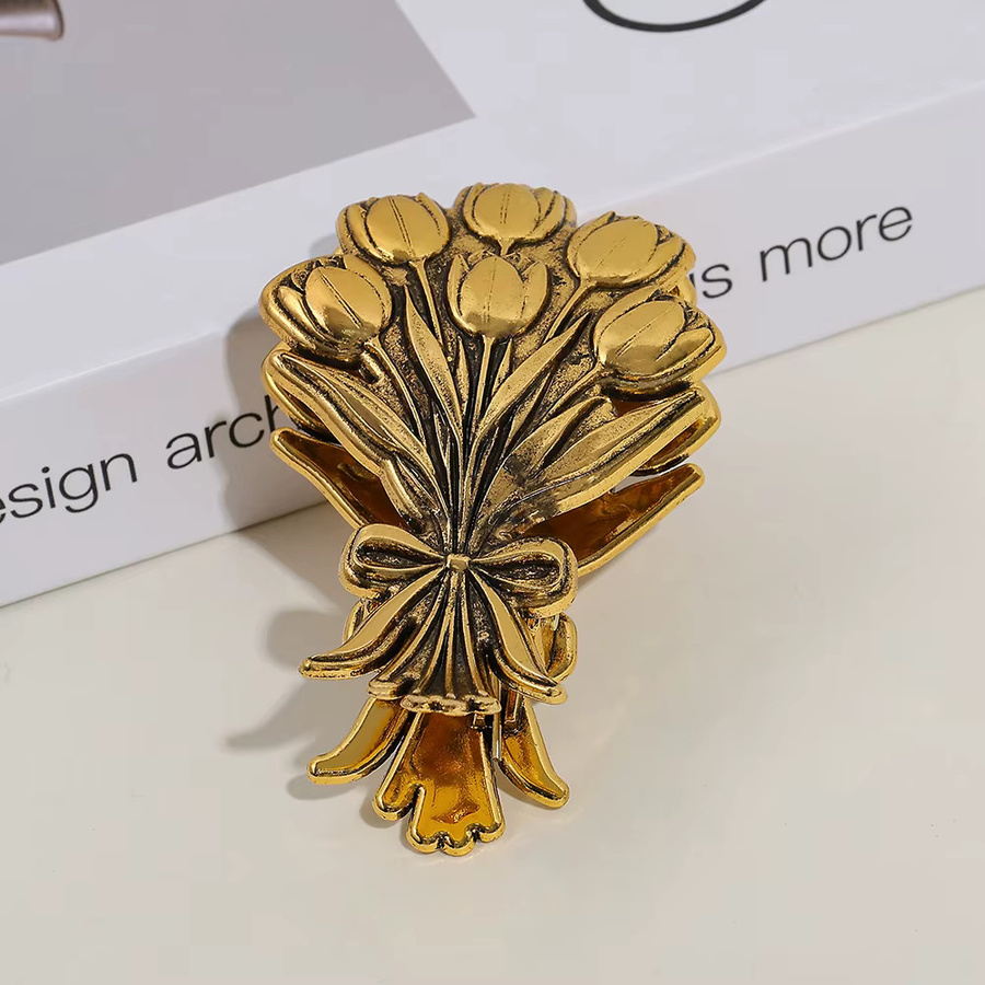 Vintage-Lesezeichen-Clip aus Metalllegierung in Antik-Bronze mit Baum des Lebens und Tulpe als dekorativer Seitenhalter für dein Tagebuch - Bild 1