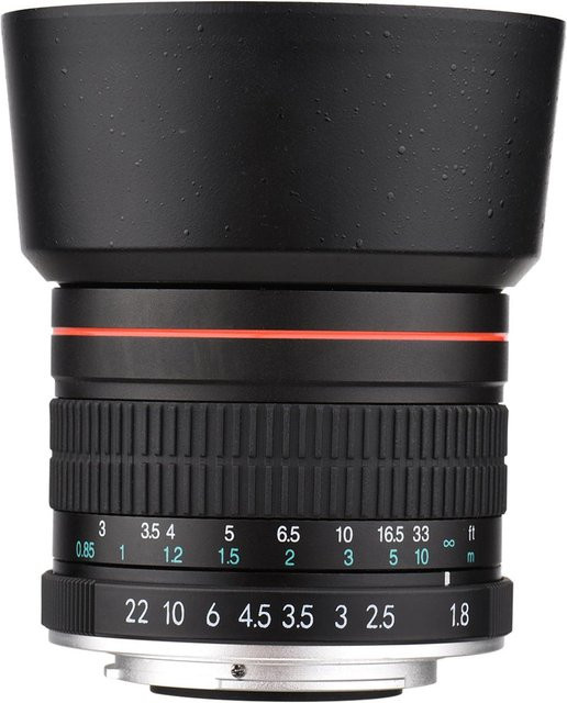 Andoer Tele-Porträtkameraobjektiv für Canon EF Vollformat mit Blende F1.8, Manueller Fokus, Schwarz - Bild 1