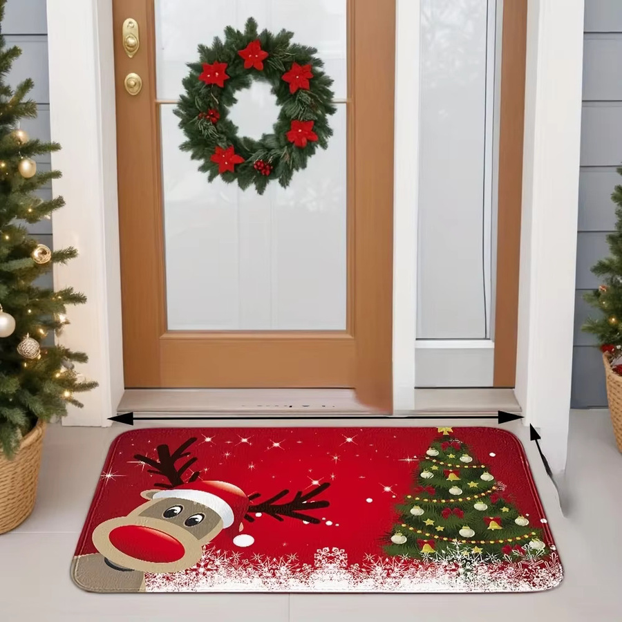 VIKAMA Weihnachts-Rentier Willkommensmatte in Rot für Wohnzimmer und Küche - Bild 4