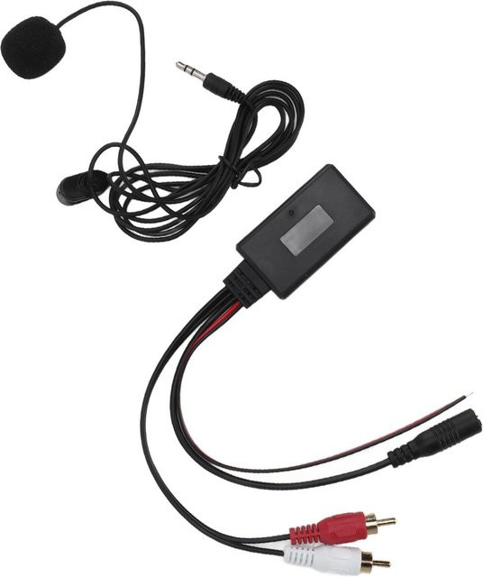 Kkmoon Bluetooth AUX Drahtloser Adapter mit 2 Cinch-Audioeingängen und Freisprechmikrofon für Kenwood, Schwarz - Bild 1