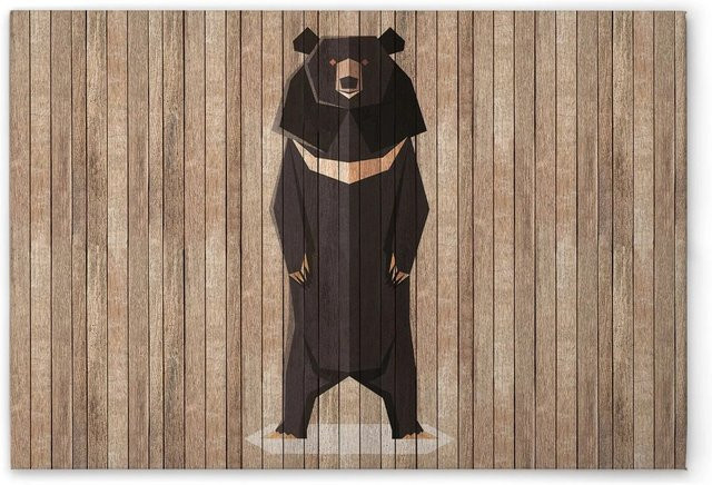 Tadessi Leinwandbild Bär in Holzoptik, Farbe: Beige/Braun, Breite: 60 cm, Höhe: 90 cm - Bild 1