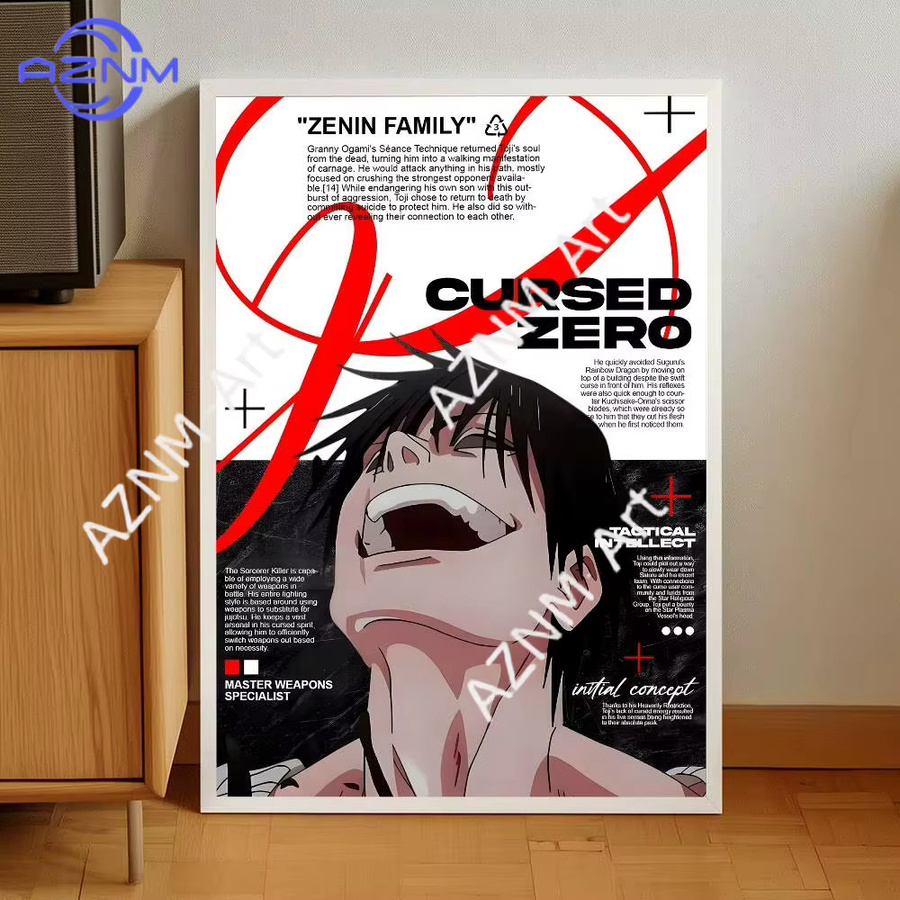 KAYOU Jujutsu Kaisen Fushiguro Toji Poster, Mehrfarbige Wandkunst Illustration im Hochformat - Bild 5