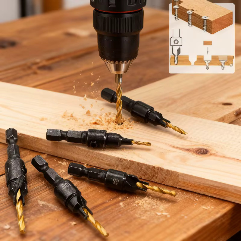 12-teiliges Senker-Set aus HSS-Schnellarbeitsstahl mit Sechskantschaft für die Holzbearbeitung - Bild 5