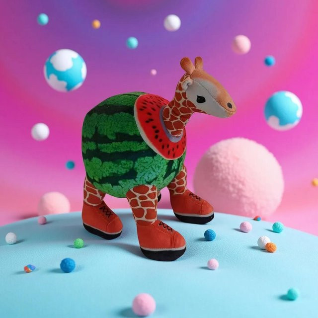 Italienische Brainrot Plüschtiere Halloween Cosplay Wassermelone Giraffe Affe, Plüsch / Textil, ab 14 Jahre - Bild 1
