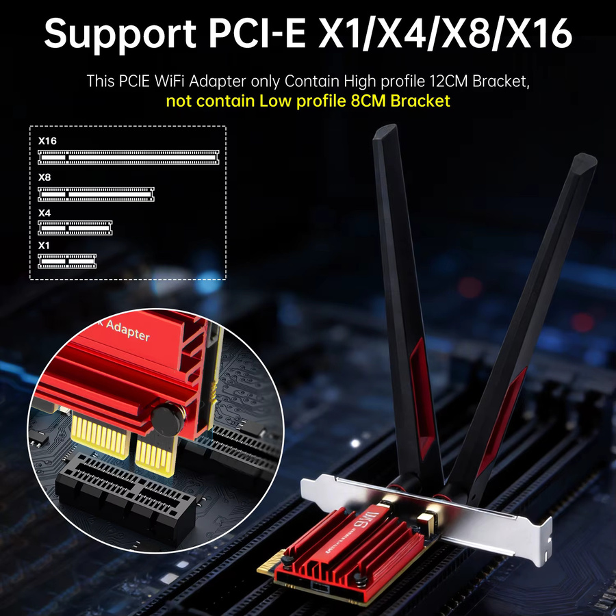 Fenvi WiFi 7 PCIe Netzwerkkarte mit Bluetooth 5.4, Tri-Band 5400Mbps (6GHz/5GHz/2.4GHz) Drahtlose Ethernet-Karte für PC mit Windows 10/11 - Bild 3