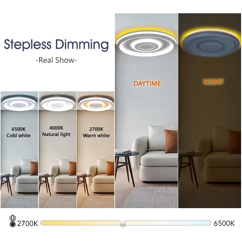 BENEWTON TUYA RGB-LED-Deckenleuchte in Weiß mit integriertem Lautsprecher, dimmbar und per App oder Fernbedienung steuerbar, moderne runde Deckenlampe für dein Wohnzimmer - Bild 3
