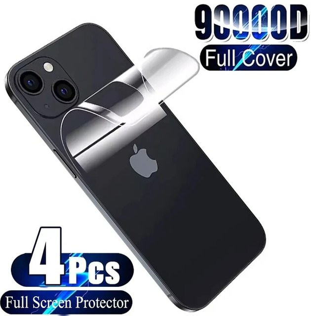 4er-Pack Hydrogel-Schutzfolien für Apple iPhone 11 12 13 14 15 Pro Max und Plus, Vollabdeckung für Display und Rückseite, transparent - Bild 1