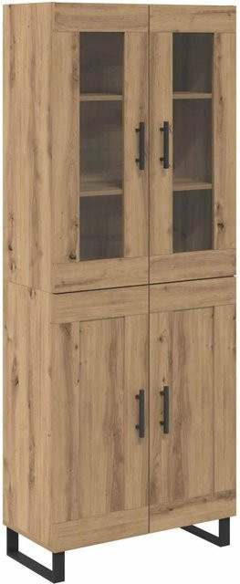 vidaXL Highboard 2-teilig Artisan-Eiche aus Holz und Glas, B/T/H: 180 x 34 x 69,5 cm - Bild 1