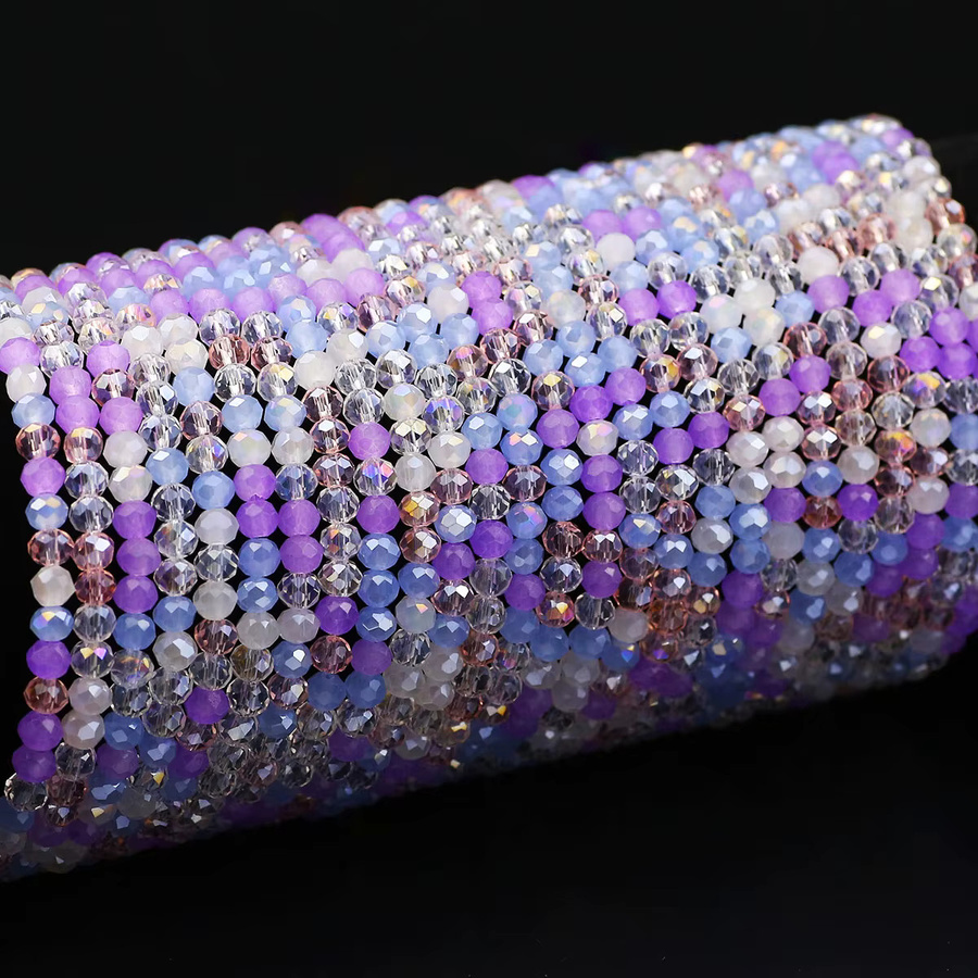 JHNBY Kristallglas Spacer Perlen, Lila Mix, 4mm, Unisex - Bild 4