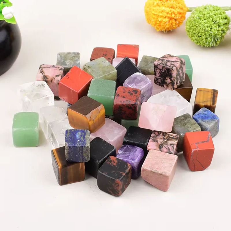 RYCRYSTAL Polierte Edelstein-Würfel aus Rosenquarz, Amethyst und Obsidian als natürliche Kristall-Dekoration für dein Zuhause - Bild 3