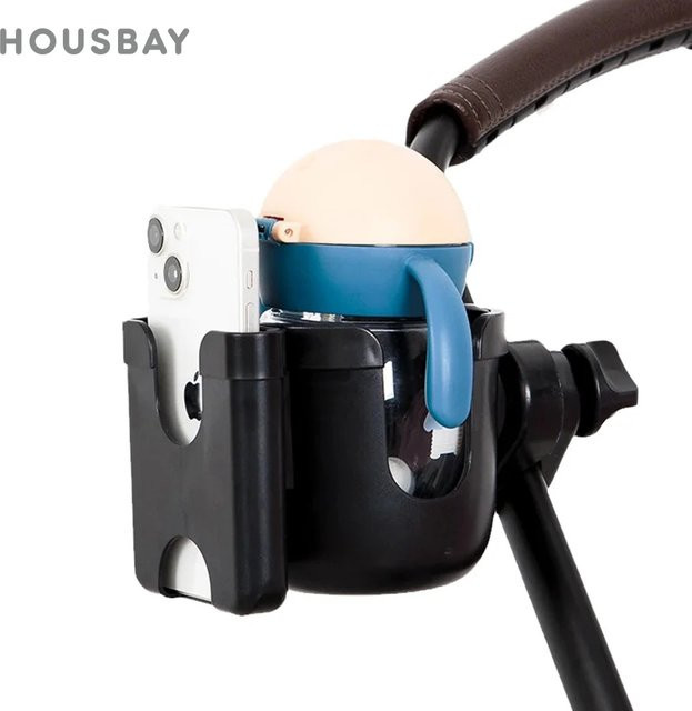 HOUSBAY Universal Kinderwagen Zubehör mit Getränkehalter und Telefonhalterung in Schwarz - Bild 1