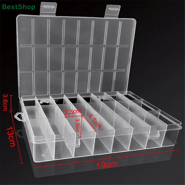 HNKMP Aufbewahrungsbox mit 24 Fächern aus transparentem Kunststoff für Bastelarbeiten, Perlen und Schmuck, B/T/H: 19,0 x 13,0 cm - Bild 1