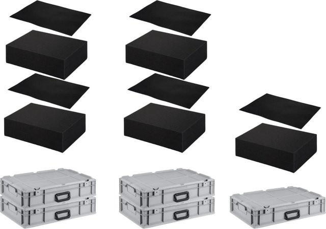 PROREGAL SparSet 5 x Eurobox NextGen Portable in Grau mit Rasterschaumstoff und Schaumstoffeinlage, H: 13,5 cm, B: 40 cm, T: 60 cm - Bild 1