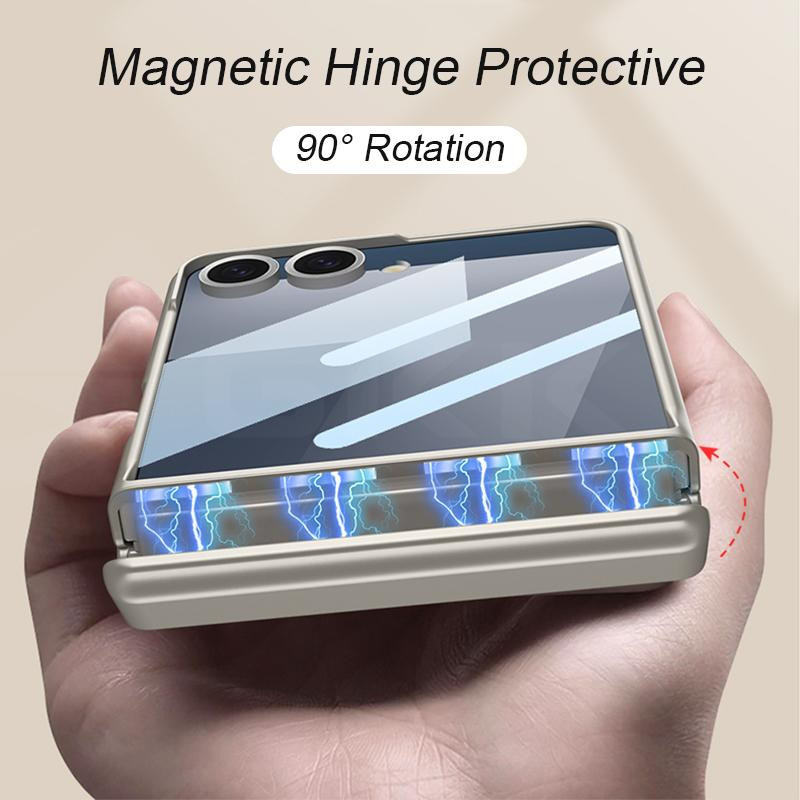 Magnetische Rüstungshülle für Samsung Galaxy Z Flip 7 mit Lade-Ringhalter und Bildschirmschutzabdeckung - Bild 1