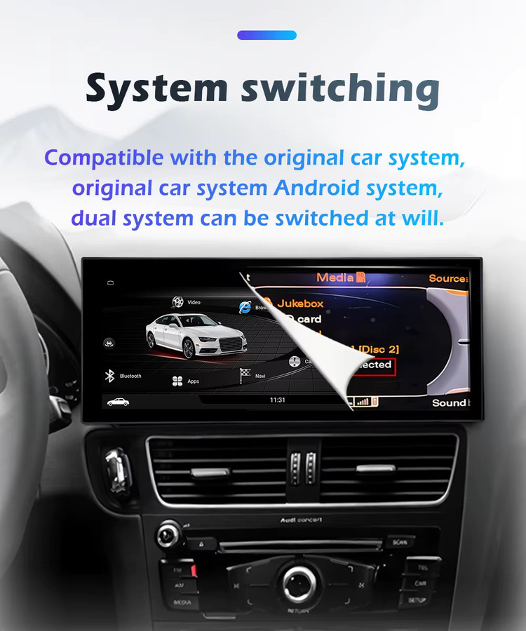 QiumianNavi Ultradünnes kabelloses CarPlay Android 16 Multimedia-Radio für Audi A1 2012 - 2018 mit DSP Stereo, Navigation, GPS und Wi-Fi in Schwarz - Bild 2