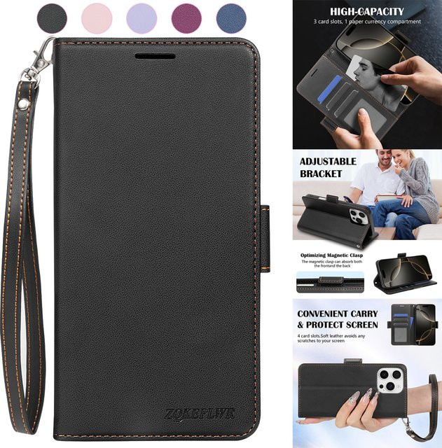 Hochwertige Lederetui-Brieftasche mit Kartenfach und Ständer für Xiaomi 17T 15T 14T 13T 12T 11T in Schwarz oder Rot - Bild 1