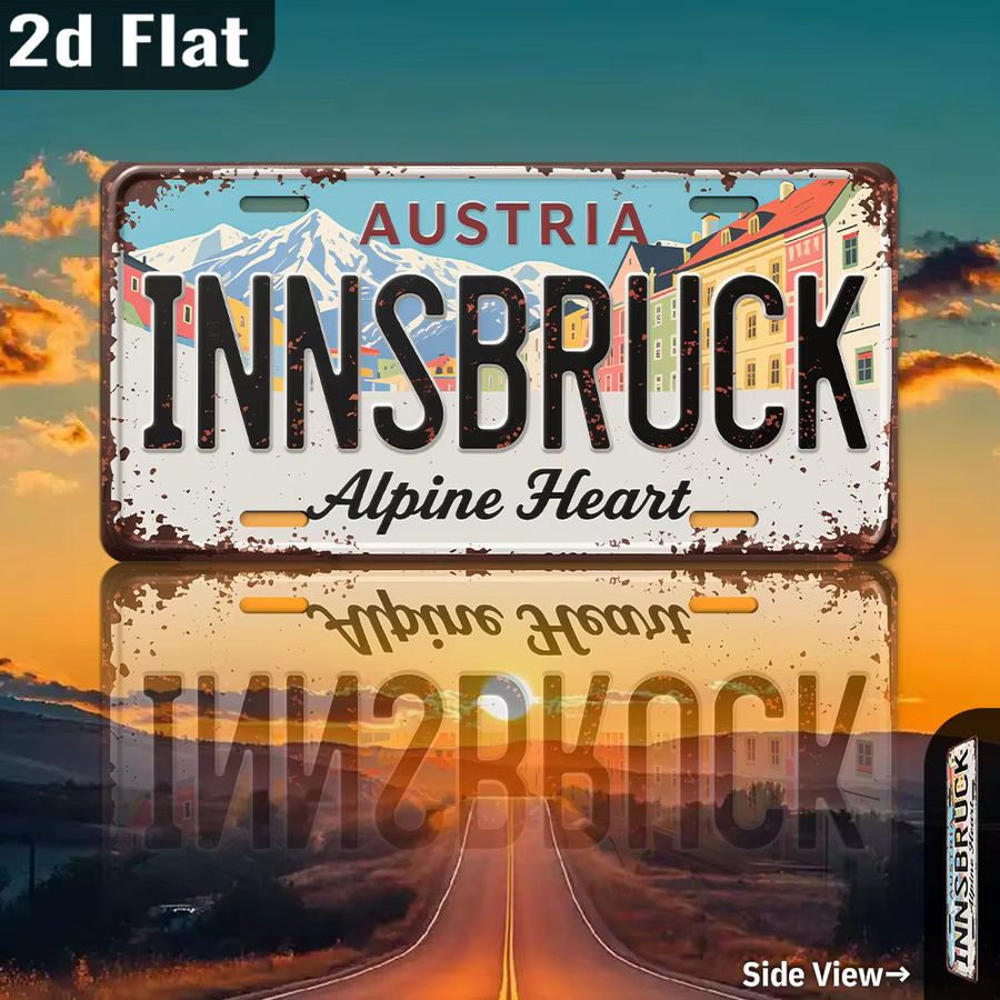 Vintage Metall-Aluminium-Schild Innsbruck City Wandkunst von CIFBUY, Mehrfarbig, Breite: 30,48 cm - Bild 3