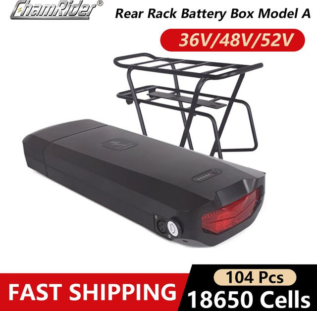 Chamrider Gepäckträger Box für Elektrofahrräder in Schwarz mit USB-C Anschluss und Batteriefach für 36V bis 48V E-Bike Batterien - Bild 1