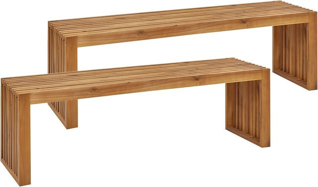 Beliani Gartenbank aus Akazienholz und Metall in Braun, B/T/H: 150 x 40 x 45 cm - Bild 1