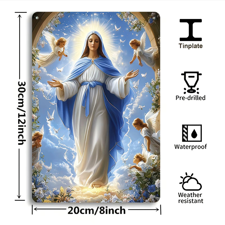 HELLOYOUNG 2D Metallschild Religiöse Kunst Wanddekoration Abstrakt Rechteckig B: 30 cm, H: 20 cm - Bild 2