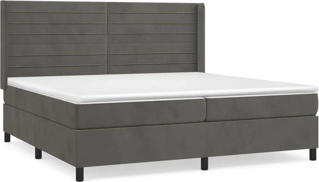 vidaXL Boxspringbett mit Matratze in Dunkelgrau aus Samt, Hybrid-Design mit Taschenfederkern, B/T: 200 x 200 cm, Höhe: 118 cm - Bild 1