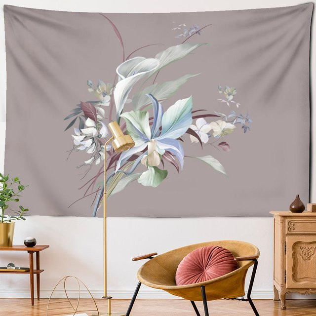 Binchi Outdoor Equipment Vintage Botanischer Wandteppich mit Blumen und Engeln in Multicolour, B/H: 95 x 70 cm - Bild 1