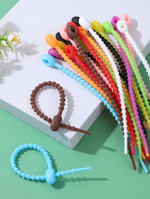 30 Stück wiederverwendbare Silikon-Kabelbinder in Multicolour als Mehrzweck-Kabelorganizer und Aufwickler - Bild 1