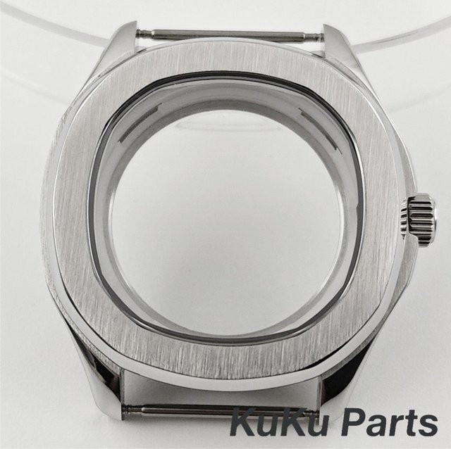 HUANXIAO Uhrengehäuse Edelstahl, Silber, 40 mm, Saphirglas, Unisex - Bild 1