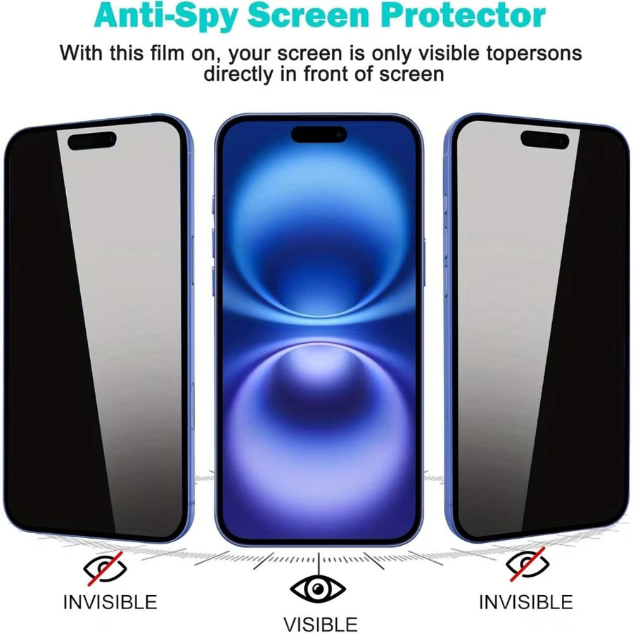 DIXSG 4-in-1 Anti-Spionage-Displayschutzfolie und Kameraobjektivglas Set für iPhone 11 bis iPhone 17 Pro Max, transparent - Bild 3
