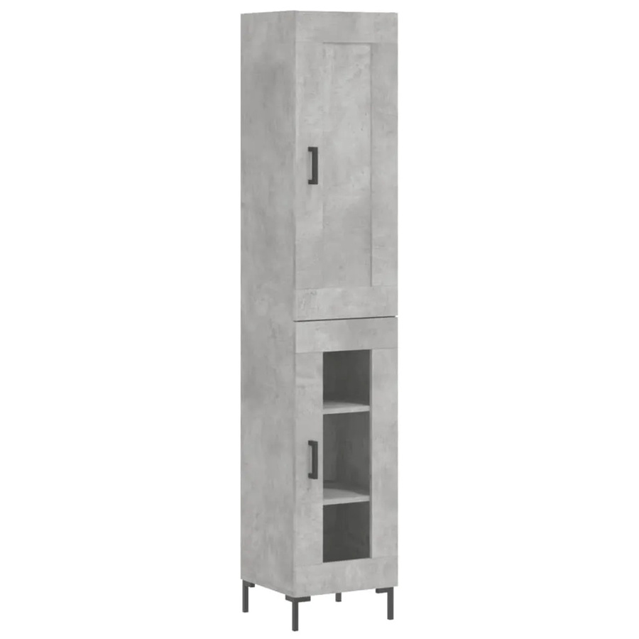 vidaXL Highboard in Betongrau mit Glastüren und offenen Regalen im Industrial Design, B/T/H: 34,5 x 34 x 180 cm - Bild 2