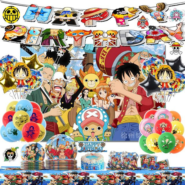 Bandai One Piece Geburtstag Party Dekoration Set mit Wimpelketten und Luftballons in Mehrfarbig - Bild 1