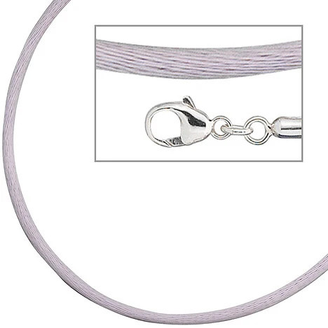 Colfem Halskette Seide, flieder, 2,8 mm, 42 cm, 925 Silber, Unisex - Bild 1