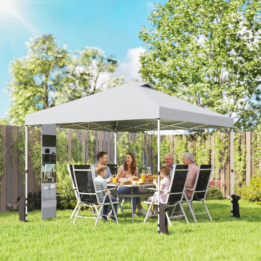Outsunny Gartenpavillon Pop-up Faltzelt mit UV-Schutz UPF50+, höhenverstellbar, Weiß, B/T/H: 300 x 300 x 230 cm (Aosom) - Bild 2