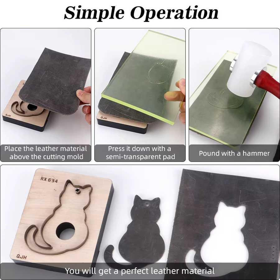 QJH Schneidform in Katzenform aus Kunstleder für DIY-Handarbeiten in Silber - Bild 3