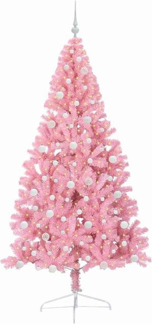 vidaXL Künstlicher Weihnachtsbaum mit LED-Beleuchtung in Rosa, Höhe: 240 cm - Bild 1