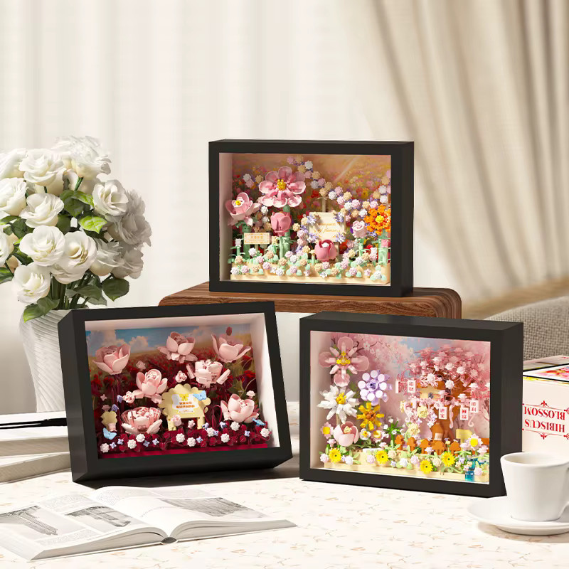 FUNXINEE MOC Kreatives Blumen 3D-Rahmen Baustein-Set, DIY Blumen-Puzzle - Bild 2