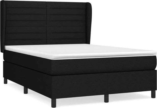 vidaXL Boxspringbett mit Matratze Hybrid-Design in Schwarz und Weiß, B/T/H: 140 x 200 x 128 cm - Bild 1