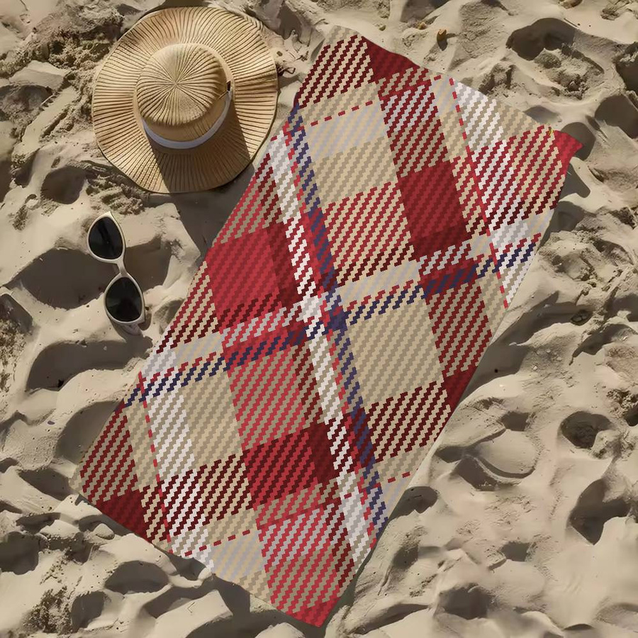 Ka Chen Muda Strandtuch mit schottischem Tartan-Print in Multicolor, schnelltrocknendes Mikrofaser-Badetuch für Strand, Pool und Yoga, Breite: 40 cm, Höhe: 60 cm - Bild 3